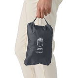 A close up of the tote bag packed away for easy storage. 