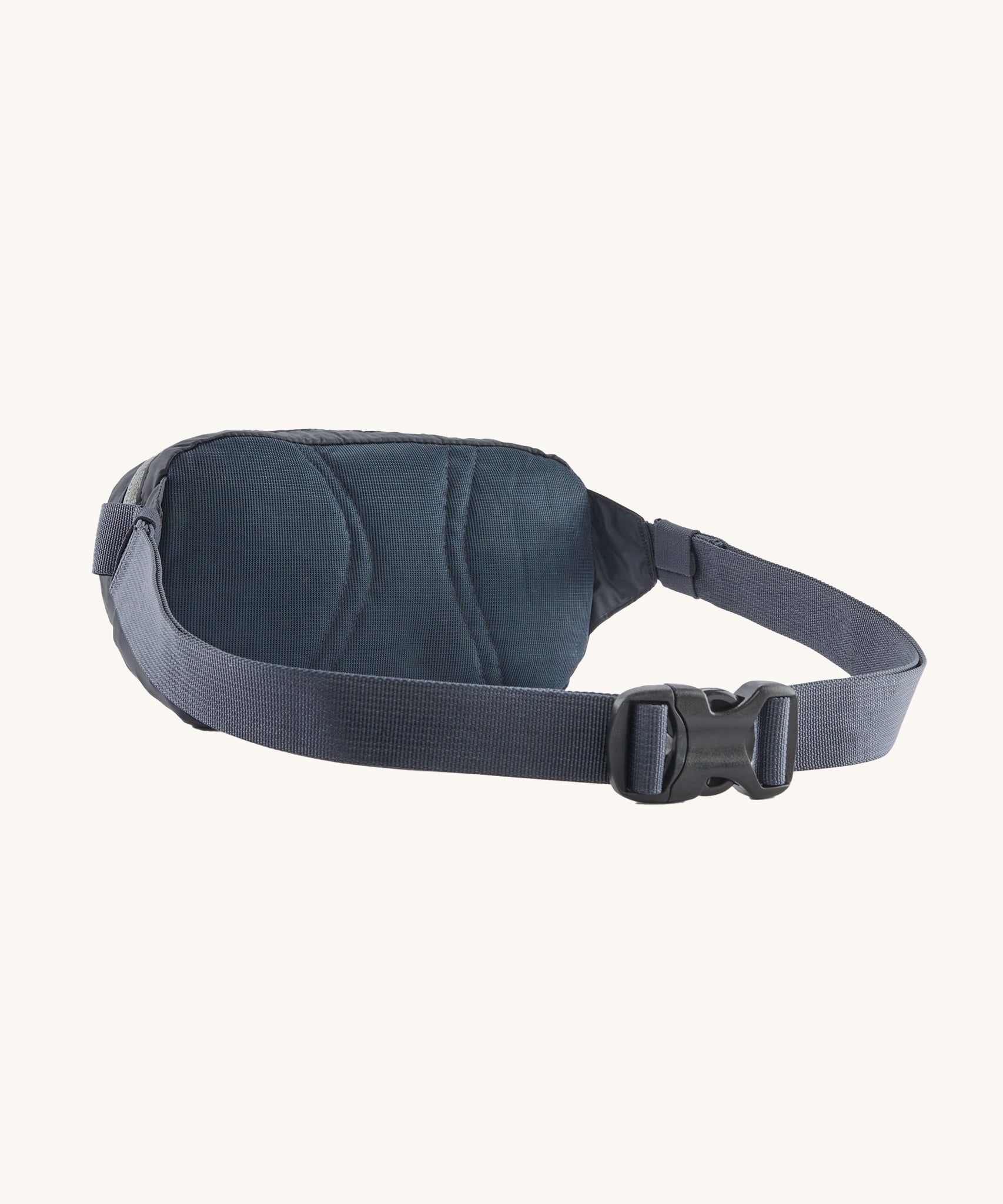 The back of a Patagonia Terravia Mini Bum Bag Hip Pack in a Smolder Blue colour. 