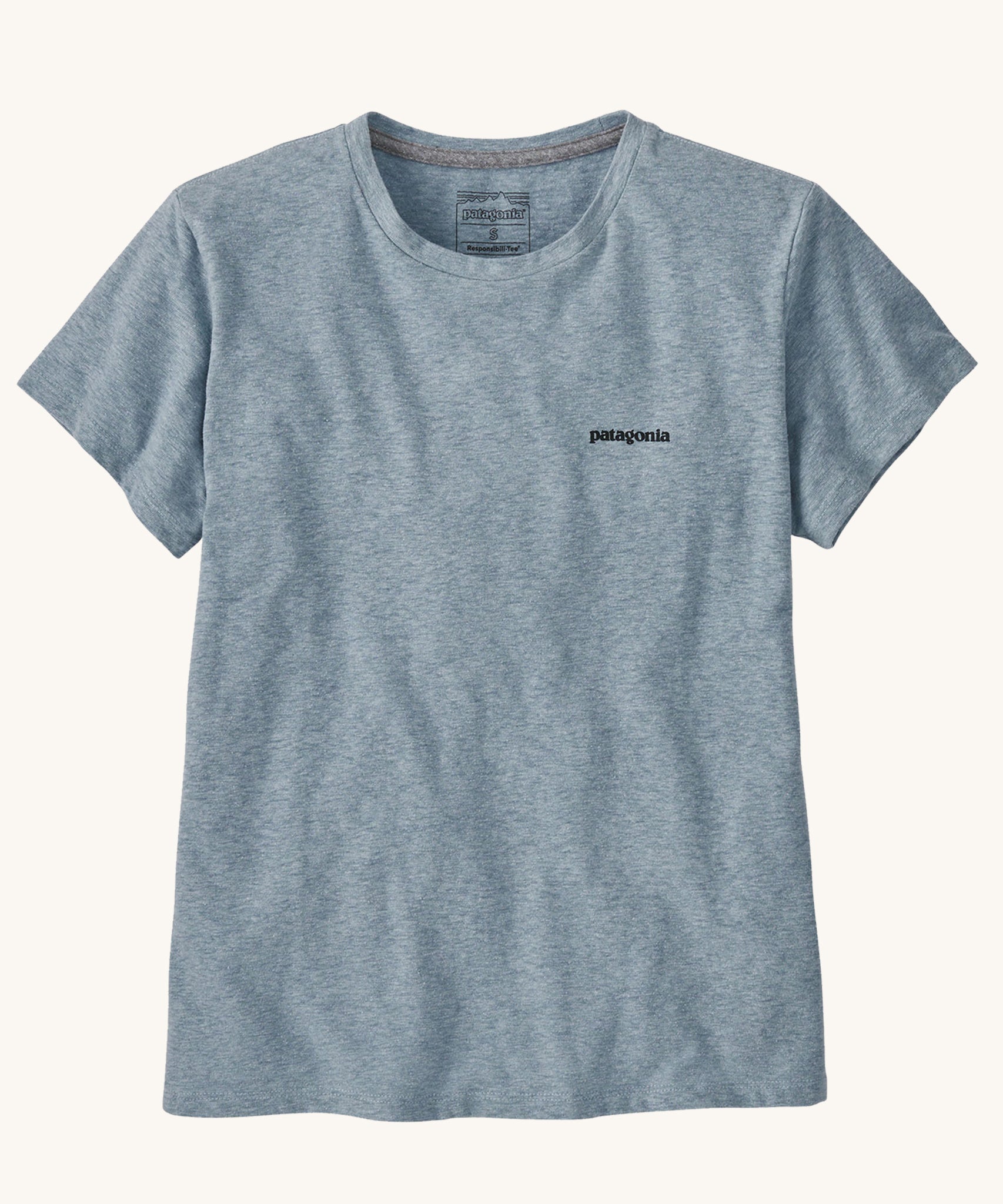  Patagonia Women's P-6 Logo Responsibili-Tee Thermal Blue on a plain background showing the front view