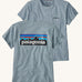  Patagonia Women's P-6 Logo Responsibili-Tee Thermal Blue showing the front and back views
