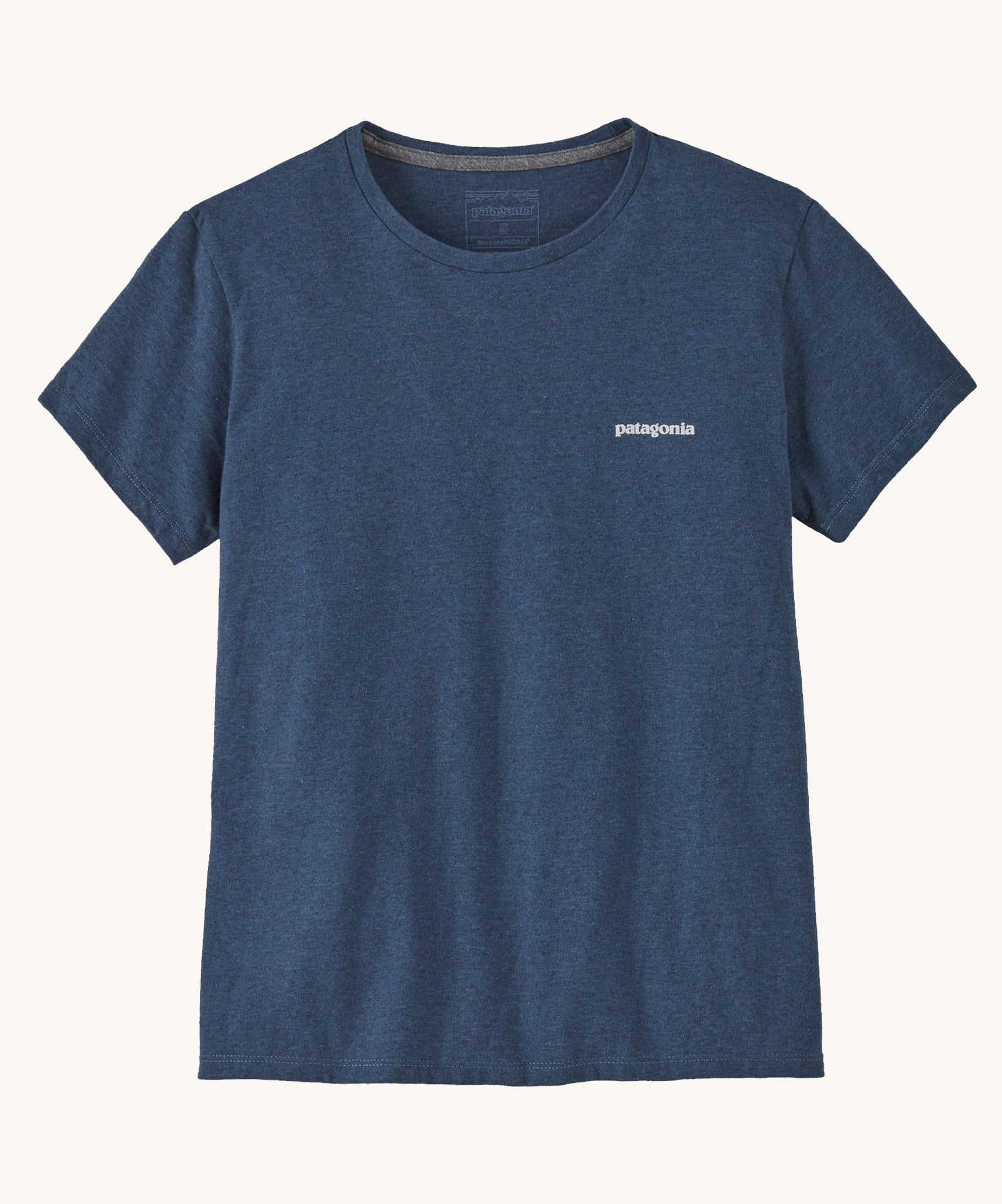  Patagonia Women's P-6 Logo Responsibili-Tee Utility Blue on a plain background showing front view