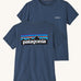  Patagonia Women's P-6 Logo Responsibili-Tee Utility Blue on a plain background showing both front and back