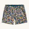 patagonia womens baggies shorts in a wild botanist and tidal teal design on a cream background.