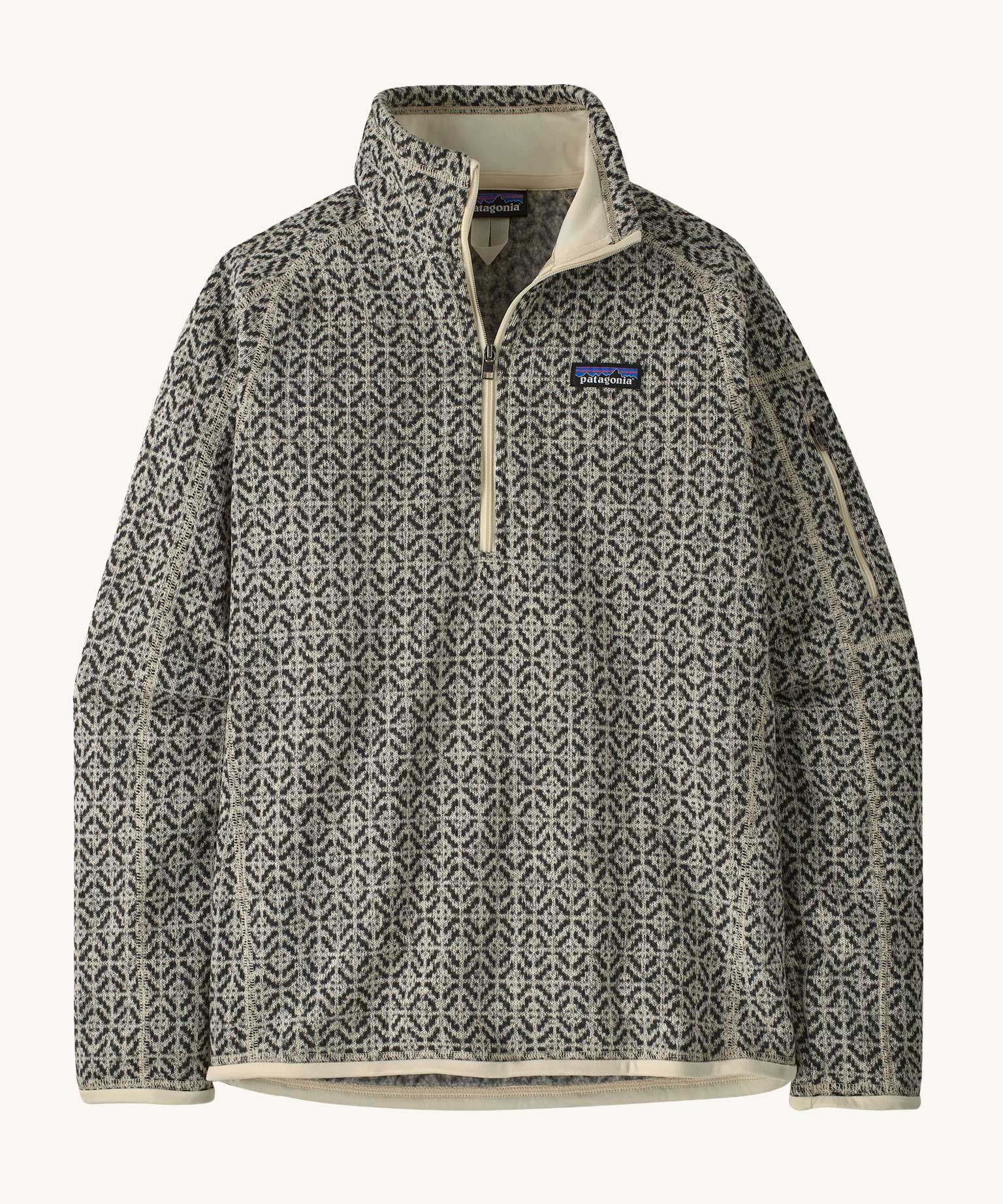 Patagonia Women's Better Sweater 1/4 Zip with a scales print monochrome style print. 