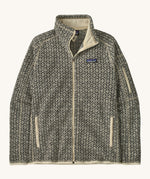 Patagonia women's better sweater jacket. A light fleece style jacket in natural colour with patterns. Features a full length zip with 2 side pockets and the logo patch stitched on the left chest. 