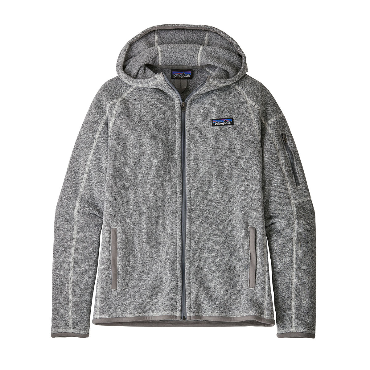 Patagonia womens birch white better sweater zip hoody on a white background