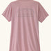 Back of the Patagonia women's capilene cool daily shirt with P-6 Cosmos logo in Fuzzy Mauve pink with Light Fuzzy Mauve X-Dye material.