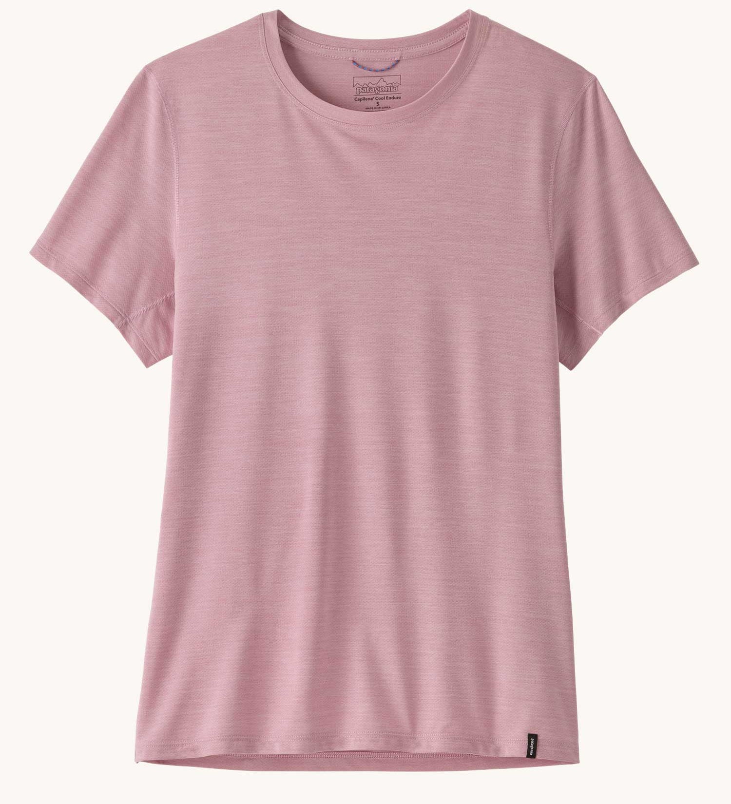Patagonia women's capilene cool ultra t-shirt in a light violet quiet violet x-dye.