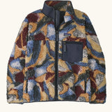 Patagonia women's classic Retro-X® fleece jacket with smudge pattern on blue. Turn up collar, full length zip, 2 side handwarmer pockets and an easy access chest pocket. 