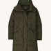 Patagonia Women's Downdrift Parka in Pine Needle Green on a plain background