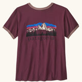 Patagonia women's fitz roy foothills ringer organic cotton tee short sleeve t-shirt in berry fig.