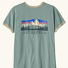 Patagonia women's fitz roy foothills ringer organic cotton tee short sleeve t-shirt in cover green.
