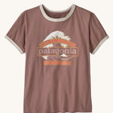 Patagonia women's great waves ringer organic cotton tee short sleeve t-shirt in moonrise taupe.