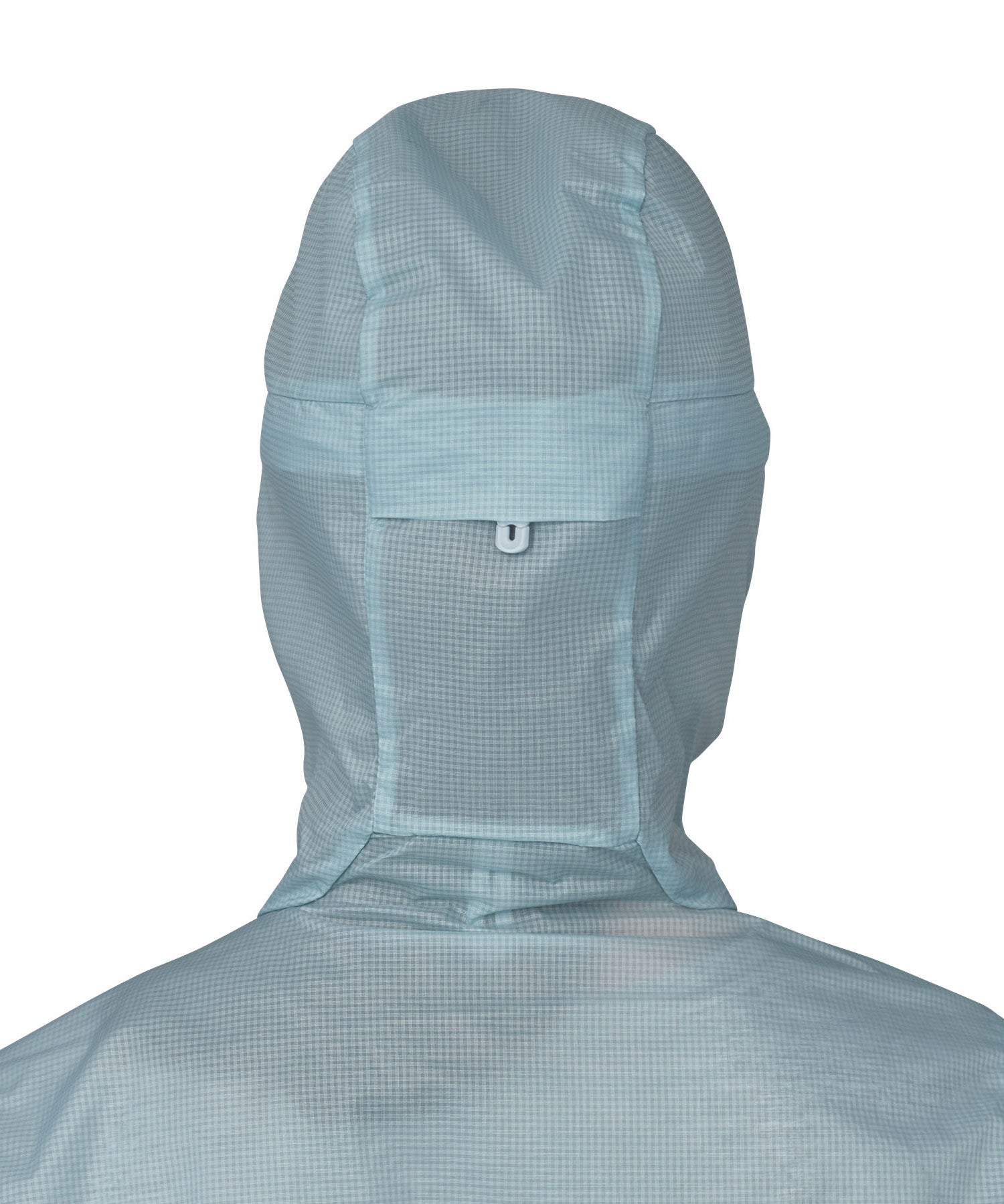 Patagonia women's houdini jacket in light blue back hood detail