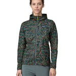 Patagonia Houdini jacket multicoloured lines and nouveau green colour front detail
