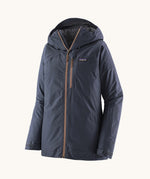 Patagonia Women's Insulated Powder Town Jacket in a Smolder Blue with Dulse Mauve colour.