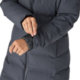 Closeup of Patagonia Women's Jackson Glacier Parka sleeves, showing insulated storm cuffs for warmth.