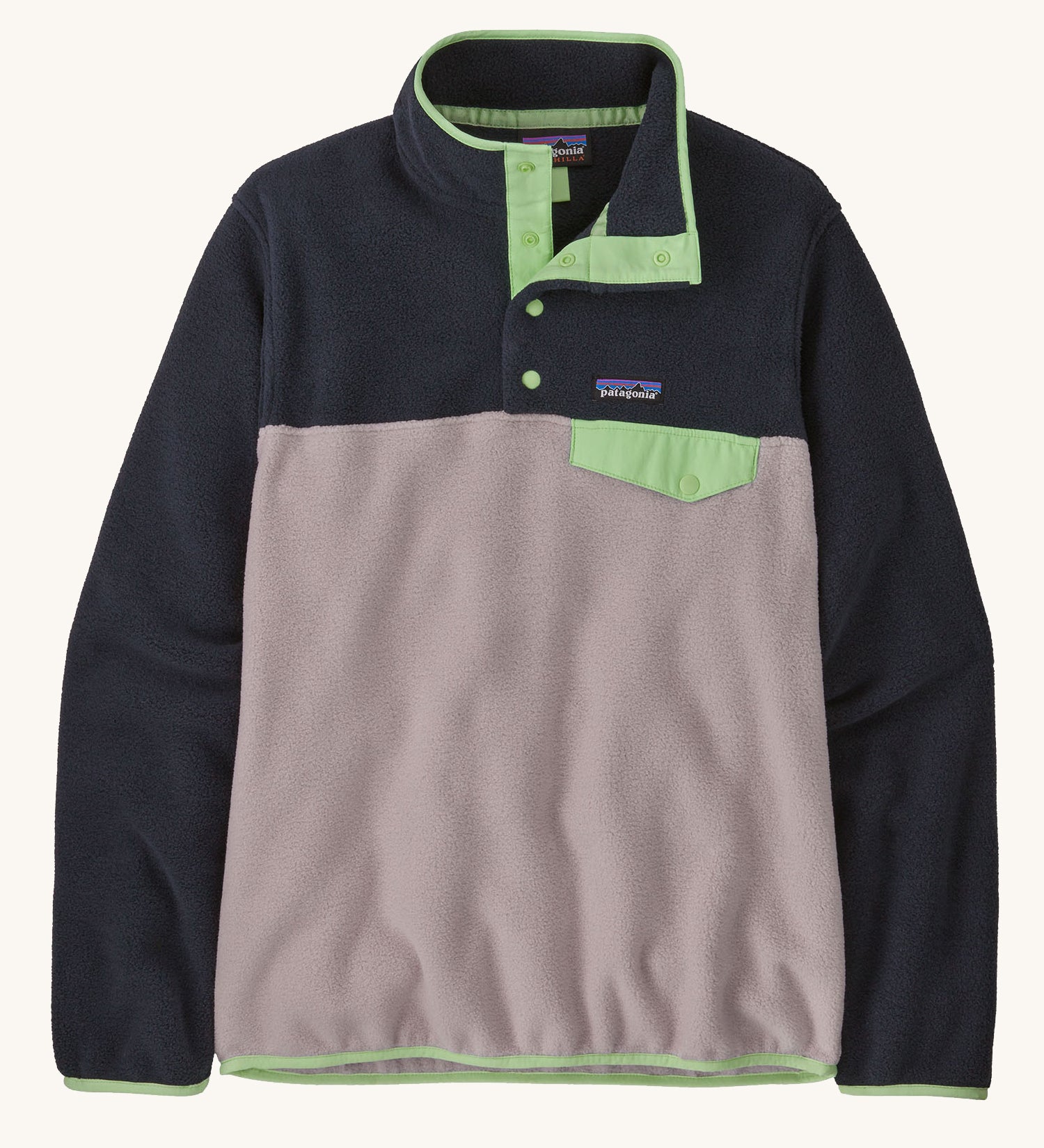 Patagonia Women's Lightweight Synchilla Snap-T Fleece in an Echo Purple colour.