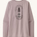 The back of the Patagonia Women's Long-Sleeved Capilene Cool Shirt with a  Clean Climb Bloom graphic in an Echo Purple colour.