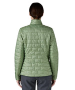 Patagonia Women's Nano Puff® Jacket Ellwood Green lightweight insulated jacket back view showing brick quilted PrimaLoft insulation pattern