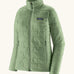 Patagonia Women's Nano Puff® Jacket Ellwood Green lightweight insulated jacket front angled view showing brick quilting and zip handwarmer pockets