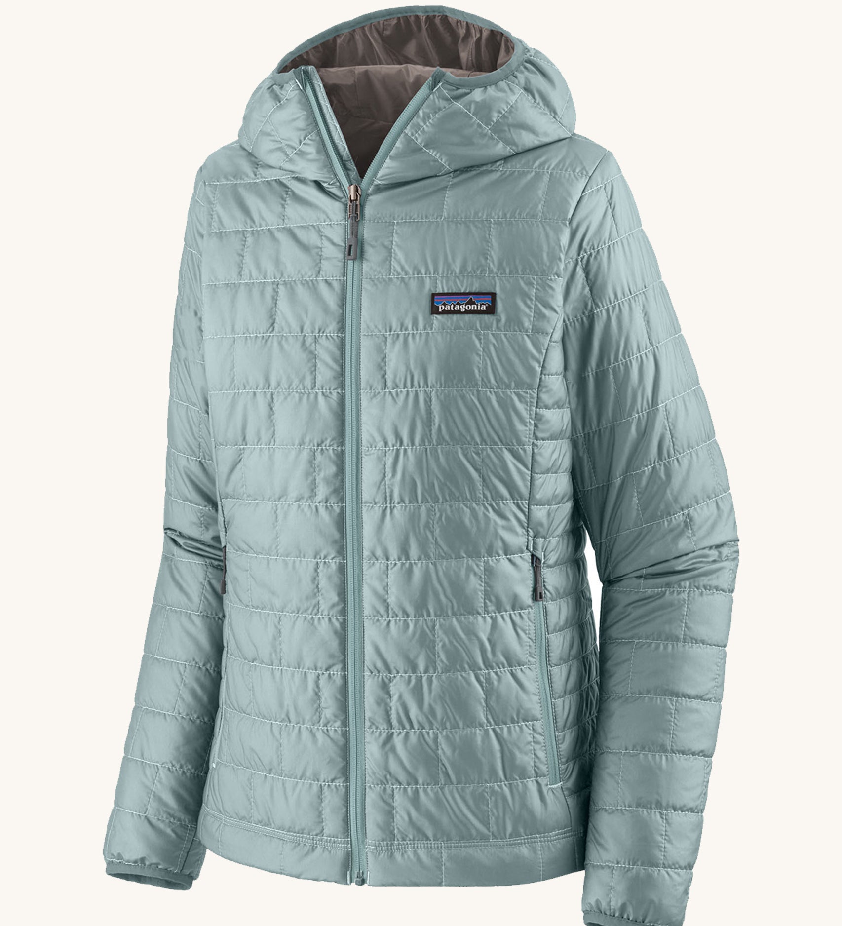 Patagonia Women's Nano Puff Hoody in a Thermal Blue colour on a plain background