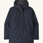 A Patagonia Women's Outdoor Everyday Rain Jacket in a Pitch Blue colour on a plain background.