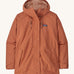 The Patagonia Women's Outdoor Everyday Rain Jacket in a Sienna Clay colour on a plain background.