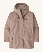 A Patagonia Women's Outdoor Everyday Rain Jacket in a Stingray Mauve colour on a plain background.