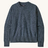 Patagonia Women's Recycled Wool-Blend Crewneck Sweater. A thick knit jumper in dark blue with dappled design