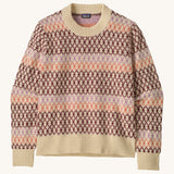 Patagonia Women's Recycled Wool-Blend Crewneck Sweater - Starlight / Dark Natural. A heavy knitted patterned jumper with natural trim