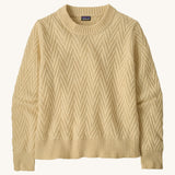 Patagonia Women's Recycled Wool-Blend Crewneck Sweater - in dark natural colour . A heavy knitted  jumper with a chevron style design 