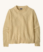 Patagonia Women's Recycled Wool-Blend Crewneck Sweater - in dark natural colour . A heavy knitted  jumper with a chevron style design 