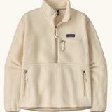 Patagonia women's retro pile fleece marsupial in natural. Half zip with large zipped marsupial pocket. 