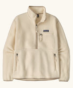 Patagonia women's retro pile fleece marsupial in natural. Half zip with large zipped marsupial pocket. 