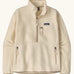 Patagonia women's retro pile fleece marsupial in natural. Half zip with large zipped marsupial pocket. 