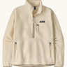 Patagonia women's retro pile fleece marsupial in natural. Half zip with large zipped marsupial pocket. 