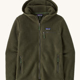  Patagonia Women's Retro Pile Hoody Pine Needle Green on a plain background