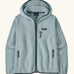 Patagonia women's retro pile hoody in virtually blue. Full zip fleece jacket with zipped chest pocket and hand warmer pockets.