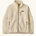 Patagonia women's retro pile fleece jacket in natural cream. Zipped front with two zipped hand pockets and a zipped chest pocket.