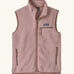 Patagonia women's retro pile fleece vest gilet in stingray mauve pink. Full length zip gilet with zippered chest and hand warmer pockets.