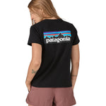 Patagonia women's black short sleeve t- back logo detail