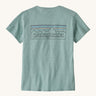 Patagonia women's logo t-shirt in virtual blue. A short sleeve t-shirt with a large brand logo on the back in a outline style