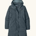 Patagonia women's sisar down insulated parka in summit blue with two large front pockets.