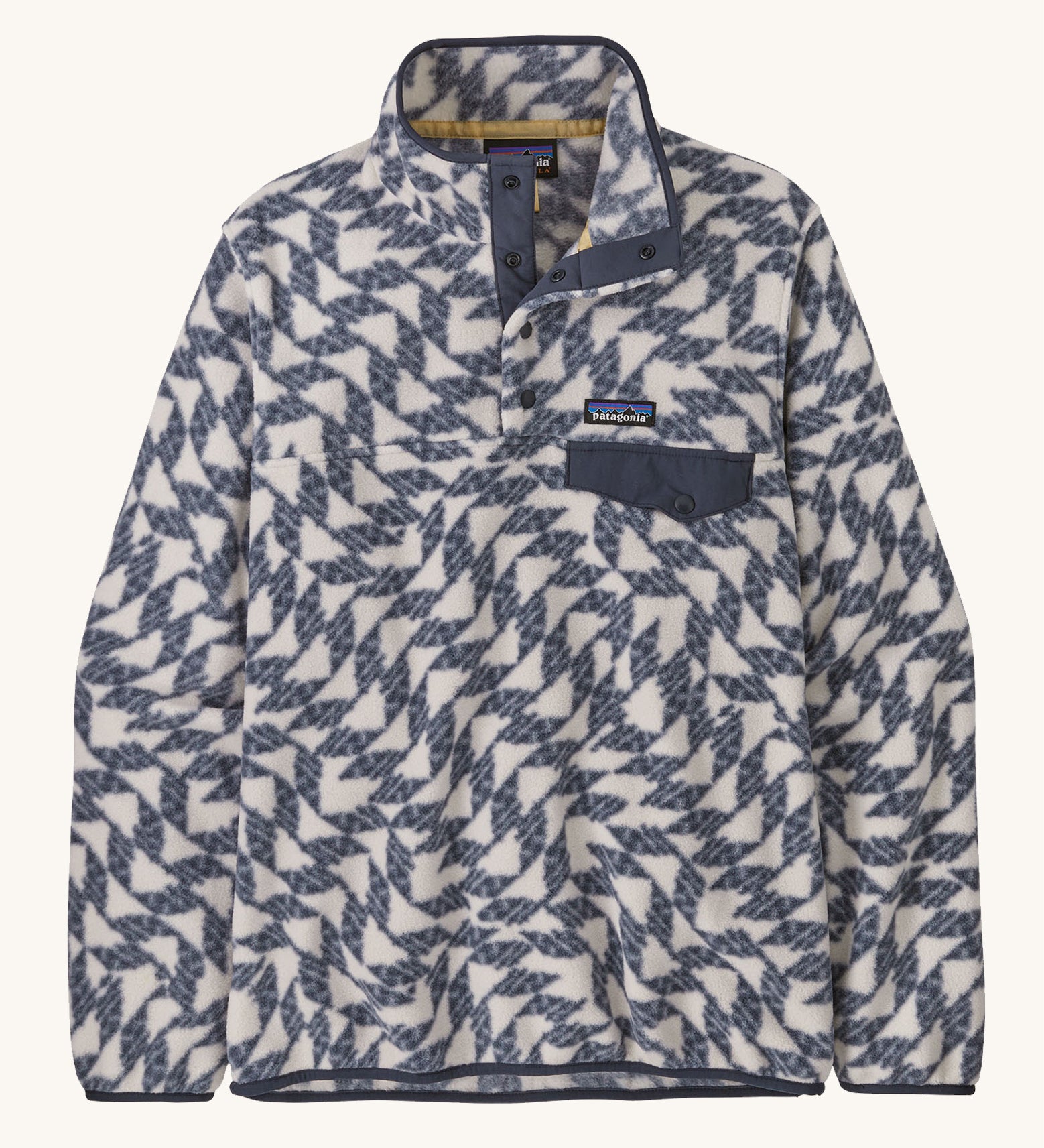 Patagonia Women's Synch Snap-T pull over Synched Flight Small on a plain background