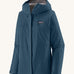 Patagonia Women's Torrentshell 3L Rain Jacket in a Lagom Blue colour on a plain background. 