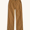 Patagonia women's trousers. A wide leg style canvas trousers in nest brown colour, features a button fastener and 2 side pockets. 