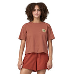 Person wearing Patagonia Women's Unity Fitz Easy Cut Responsibili-Tee - Sienna Clay