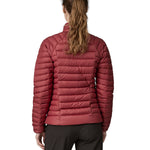 Patagonia women's down sweater jacket in oxide red colour back detail