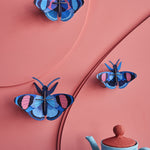  3D Wall Art. Three beautiful Peacock Butterflies in shades of blues